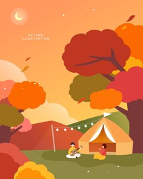 cool autumn scenery event illustration
