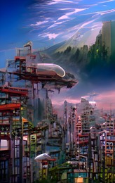 alien planet - digital rendered computer artwork. raster illustration rendering.