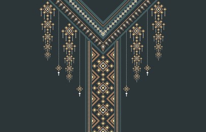 oriental ethnic geometric traditional pattern designed for vintage and abstract neckline, fashion women,background, wallpaper, clothing and wrapping.