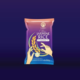 rice package mockup thailand food products, vector illustration