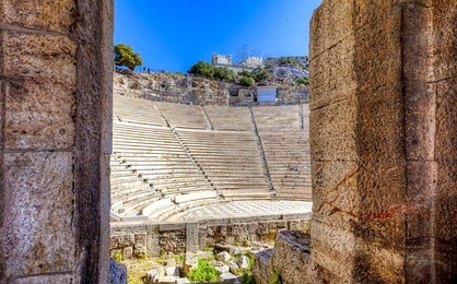 the odeon of herodes atticus on the southwest slope of the acropolis of athens in greece