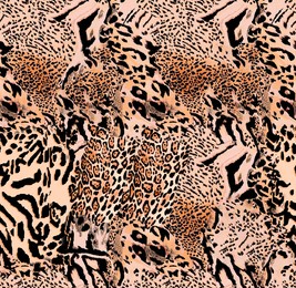 mix animal skin with leopard, zebra seamless pattern for textile print, wallpaper.