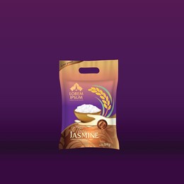 rice package mockup thailand food products, vector illustration