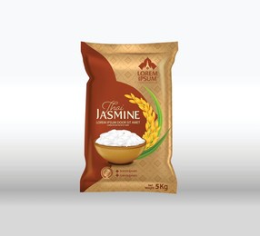 rice package mockup thailand food products, vector illustration