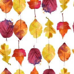 watercolor vector autumn leaves pattern