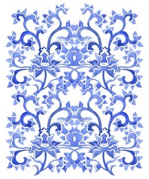 floral asian ornamental pattern. watercolor decorative ornament