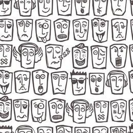 sketch emoticons man face expressions and character seamless pattern vector illustration