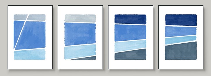 set of abstract hand painted illustrations for postcard, social media banner, brochure cover design or wall decoration background. modern abstract painting artwork. vector pattern