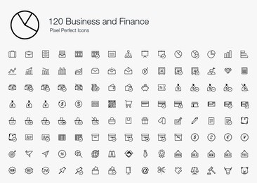 business and finance pixel perfect icons (line style)