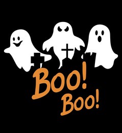 illustration of three ghosts and tombestones