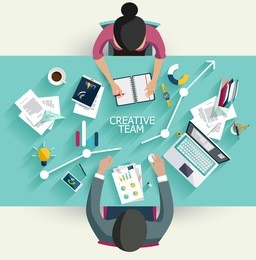 business meeting and brainstorming. flat design.
