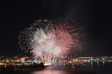 fireworks with view of the city