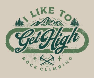climbing vintage badge tshirt design get high