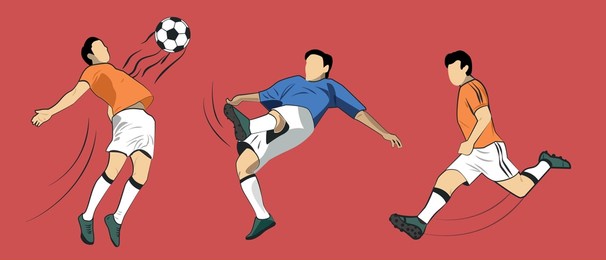 flat football players illustrated vector