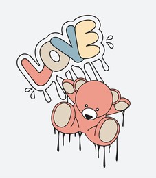 love slogan on bear illustration art