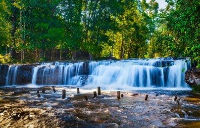 tropical waterfall phnom kulen, cambodia