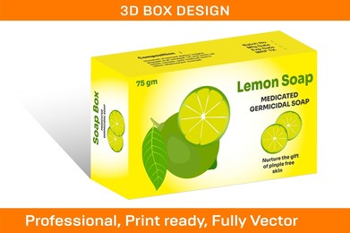 lemon soap box packaging design template..