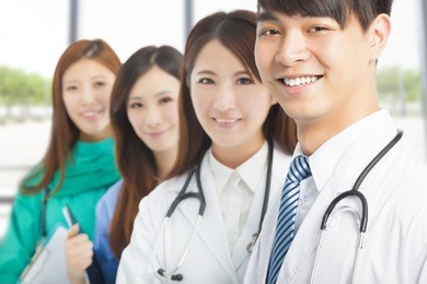 professional medical doctor team standing in office