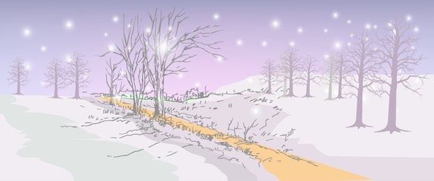landscape background with winter tree