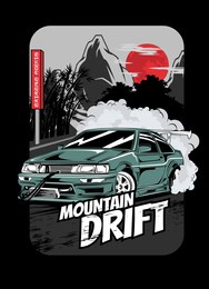 drift mountain championship, t-shirt design illustration
