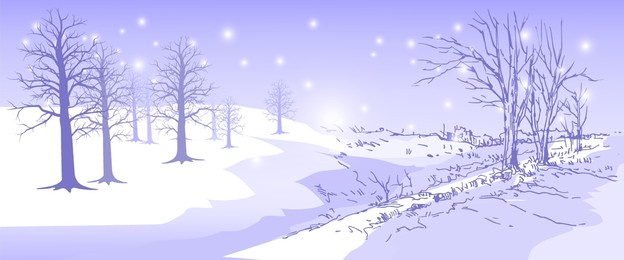 landscape background with winter tree