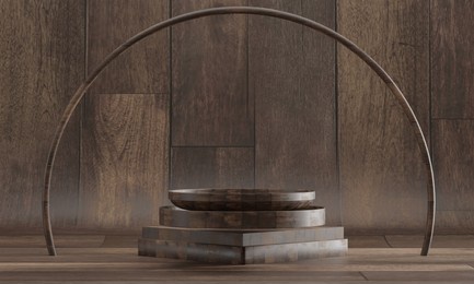 3d shiny round pedestal cylinder wood podium. wood background color can be add on banners flyers or web. 
podium for outstanding luxury product advertising. 
