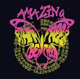 butterfly and new slogan.fashion vector slogan.