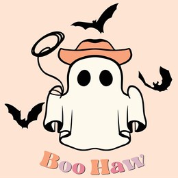 cute ghost halloween slogan retro design t-shirt design.