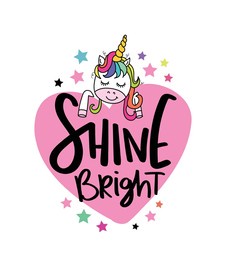 beautiful cute unicorn cartoon drawing and slogan text. vector illustration design for fashion graphics, t shirt prints etc