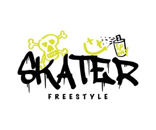 graffiti street art style skater slogan text with skull and spray can drawing. vector illustration design for fashion graphics, t shirt prints etc