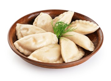 dumplings with filling isolated on white background. varenyky, vareniki, pierogi, pyrohy with filling. with clipping path.