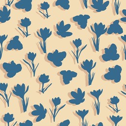floral seamless pattern with beautiful crocus flowers. floral print for fabric, scrapbook, wrapping, clothing and card making.