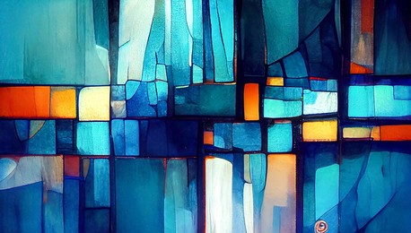 colorful stained glass window. abstract stained-glass background. art nouveau decoration for interior. vintage pattern.