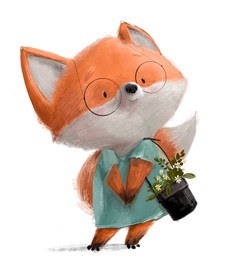 cute lovely foxy girl character with flowers