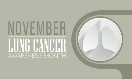 lung cancer awareness month is observed every year in november, lungs are two spongy organs in chest that take in oxygen when you inhale and release carbon dioxide when you exhale. vector illustration