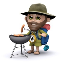 3d render of an explorer with a barbecue