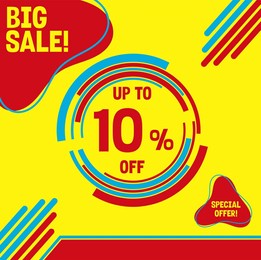 colorful big sale banner template design, up to 10% off. can use for discount promo poster. vector illustration.