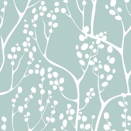 vector seamless pattern. floral background. vertical branches with delicate leaves