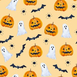 watercolor halloween seamless pattern hand drawn illustration party design for decorations, textile, phone cases, wallpapers
