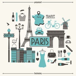 vector illustration of paris in france