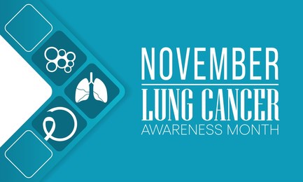 lung cancer awareness month is observed every year in november, lungs are two spongy organs in chest that take in oxygen when you inhale and release carbon dioxide when you exhale. vector illustration