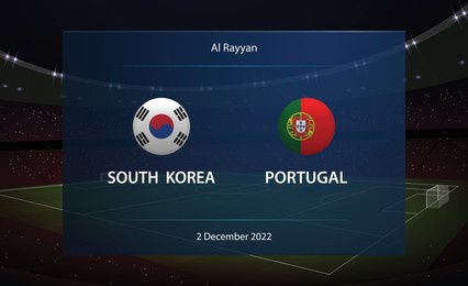 south korea vs portugal. football scoreboard broadcast graphic soccer template