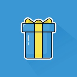 flat design of present, can be use as sticker, logo, and poster