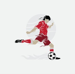 soccer player is dribbling and ready to kick the ball isolated vector illustration.