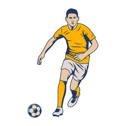 football and soccer players. soccer player illustration. football player kick and dribble.