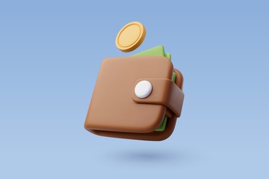 3d vector money wallet with green cash and gold coins, online payment concept. eps 10 vector.