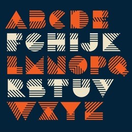 vector geometric font made from diagonal lines