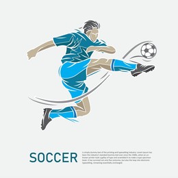 soccer player is jumping ready to kick the ball isolated vector illustration.