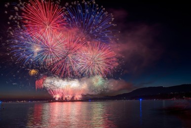fireworks at sea inlet, vancouver, bc