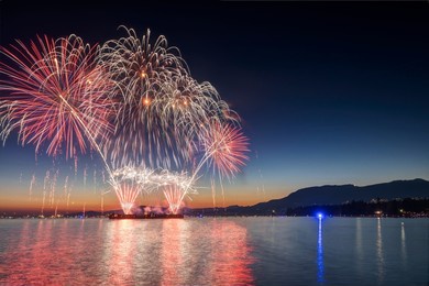 fireworks at sea inlet, vancouver, bc